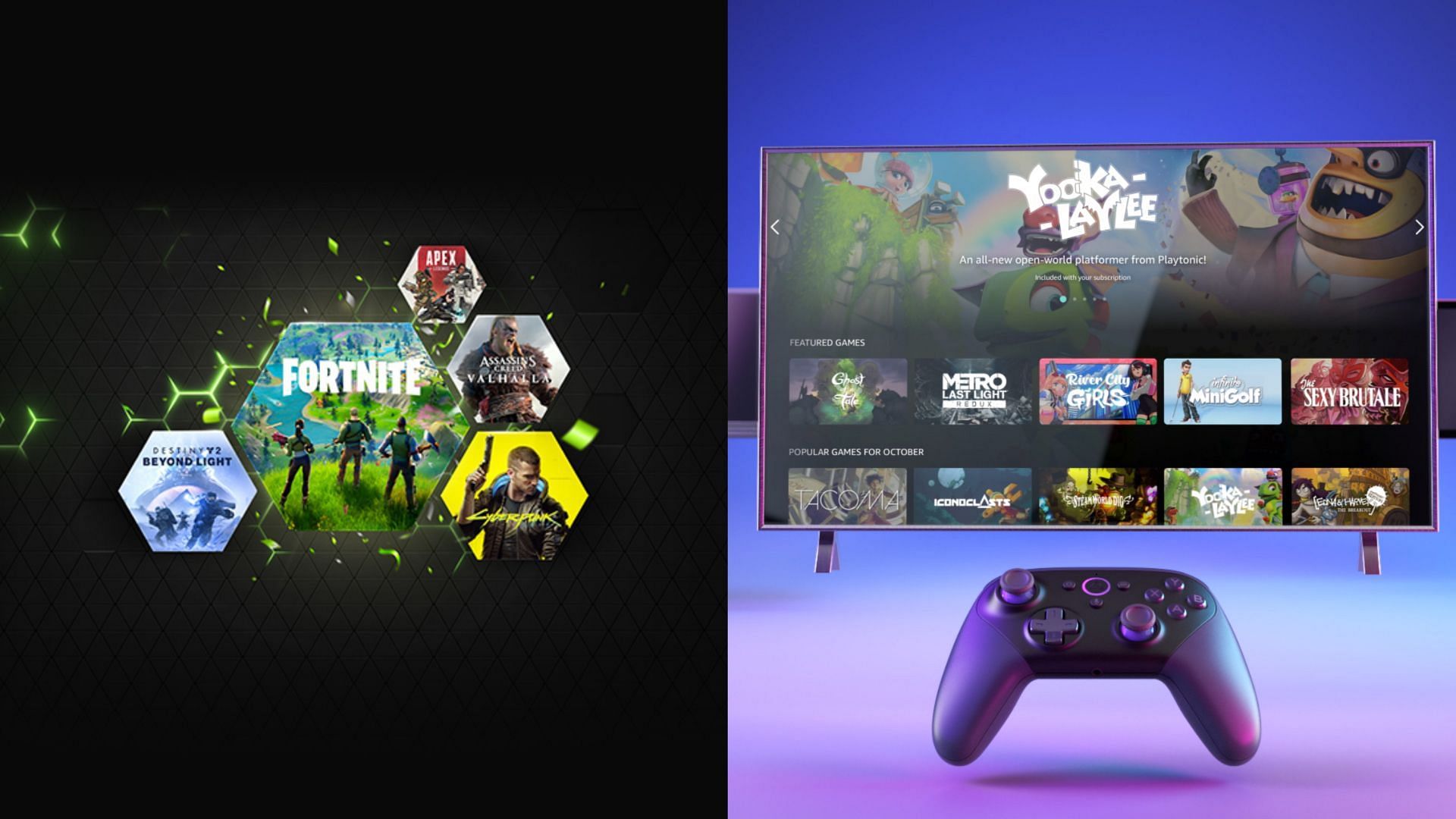 Many are looking for alternate cloud-gaming services after the shutdown of Google Stadia (Images via Nvidia, Amazon)