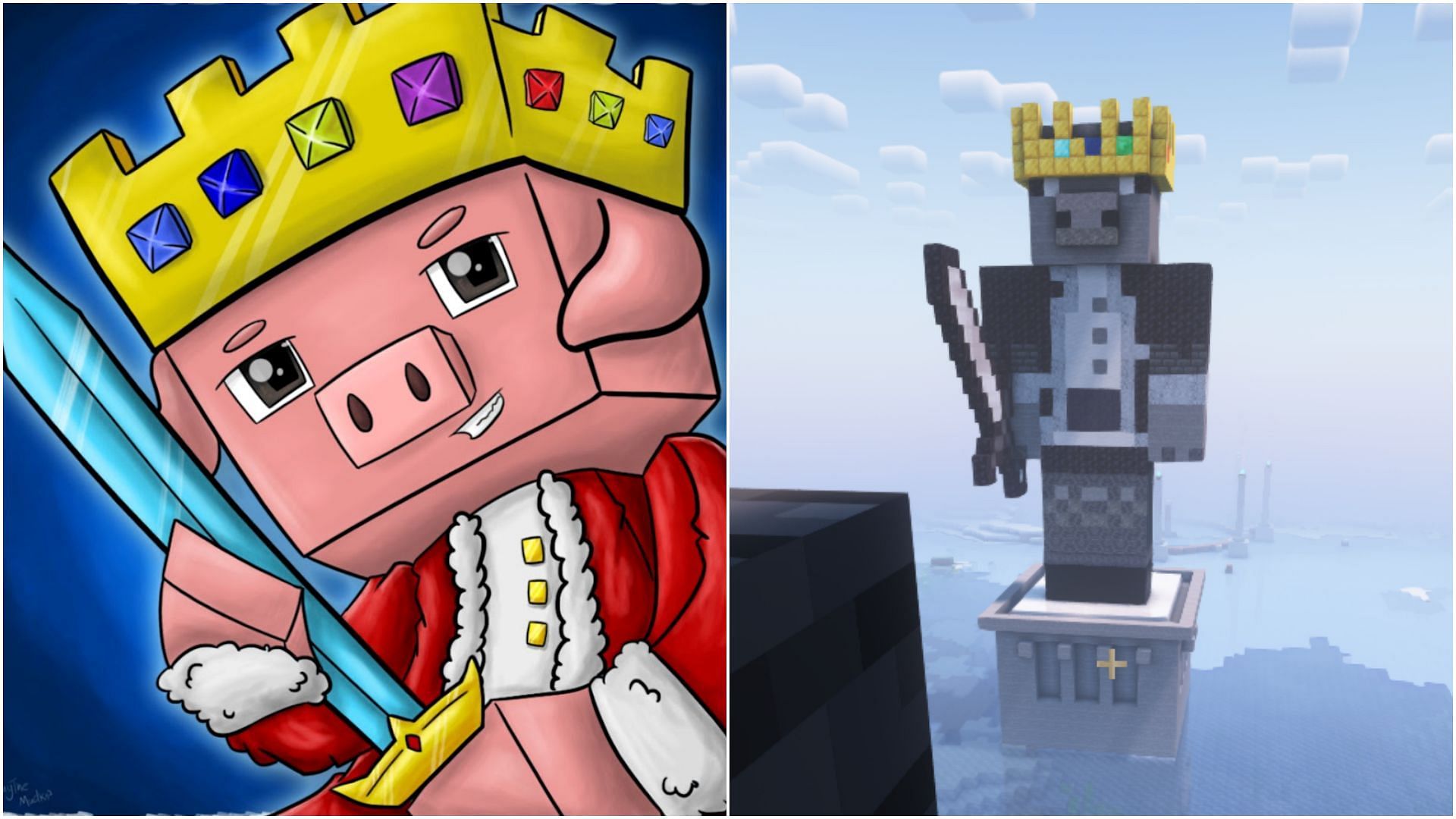 Minecraft Redditor creates a giant statue of late Technoblade in the game (Image via Sportskeeda)