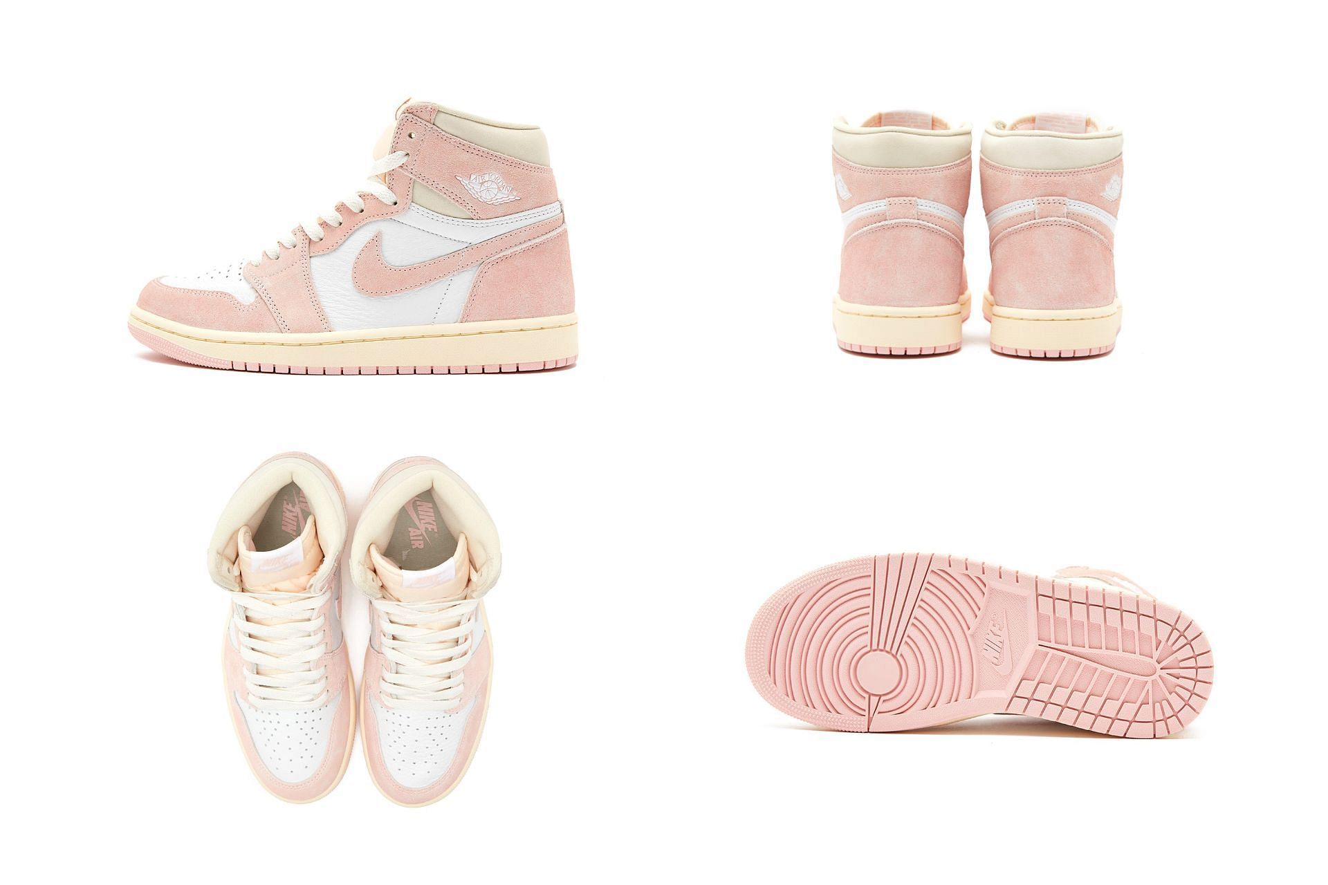 The upcoming Nike Air Jordan 1 High OG &quot;Washed Pink&quot; sneaker colorway will be released exclusively in women&#039;s sizes (Image via Sportskeeda)