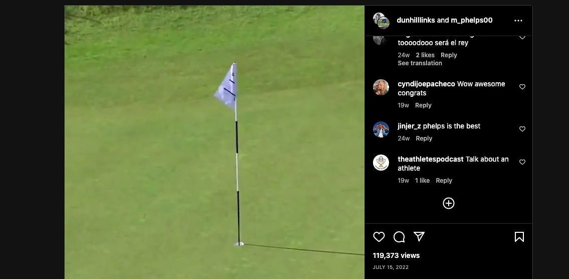 Fans loved the incredible putt (Image via dunhilllinks on Instagram)