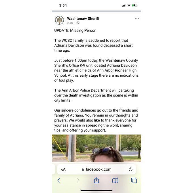 When Was Adriana Davidson Last Seen? Missing Michigan Teen Found Dead ...