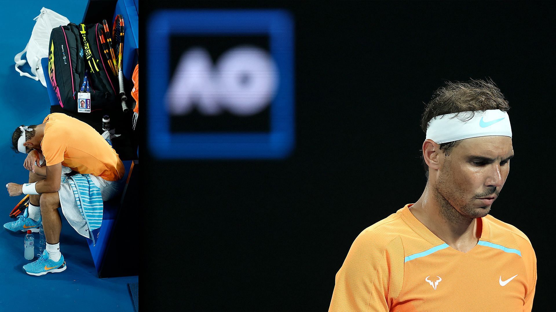 An injured Rafael Nadal wore a dejected look during his 2023 Australian Open second-round match.