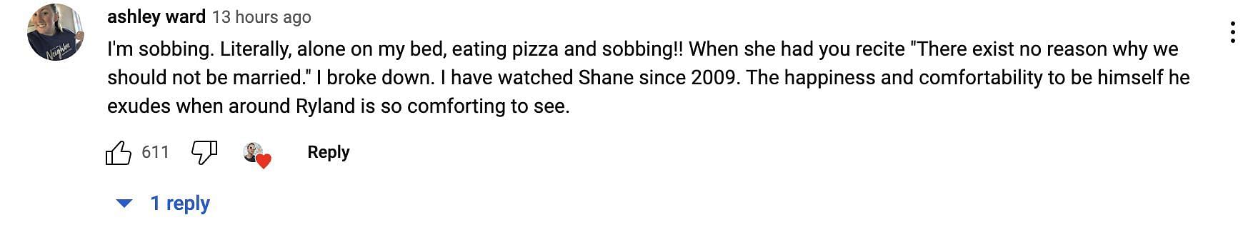 Screenshot of the comment on Ryland&#039;s YouTube video (Image via YouTube/Ryland vlogs)