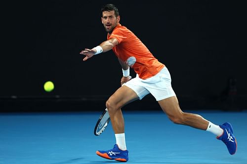 Novak Djokovic during the charity match against Nick Kyrgios