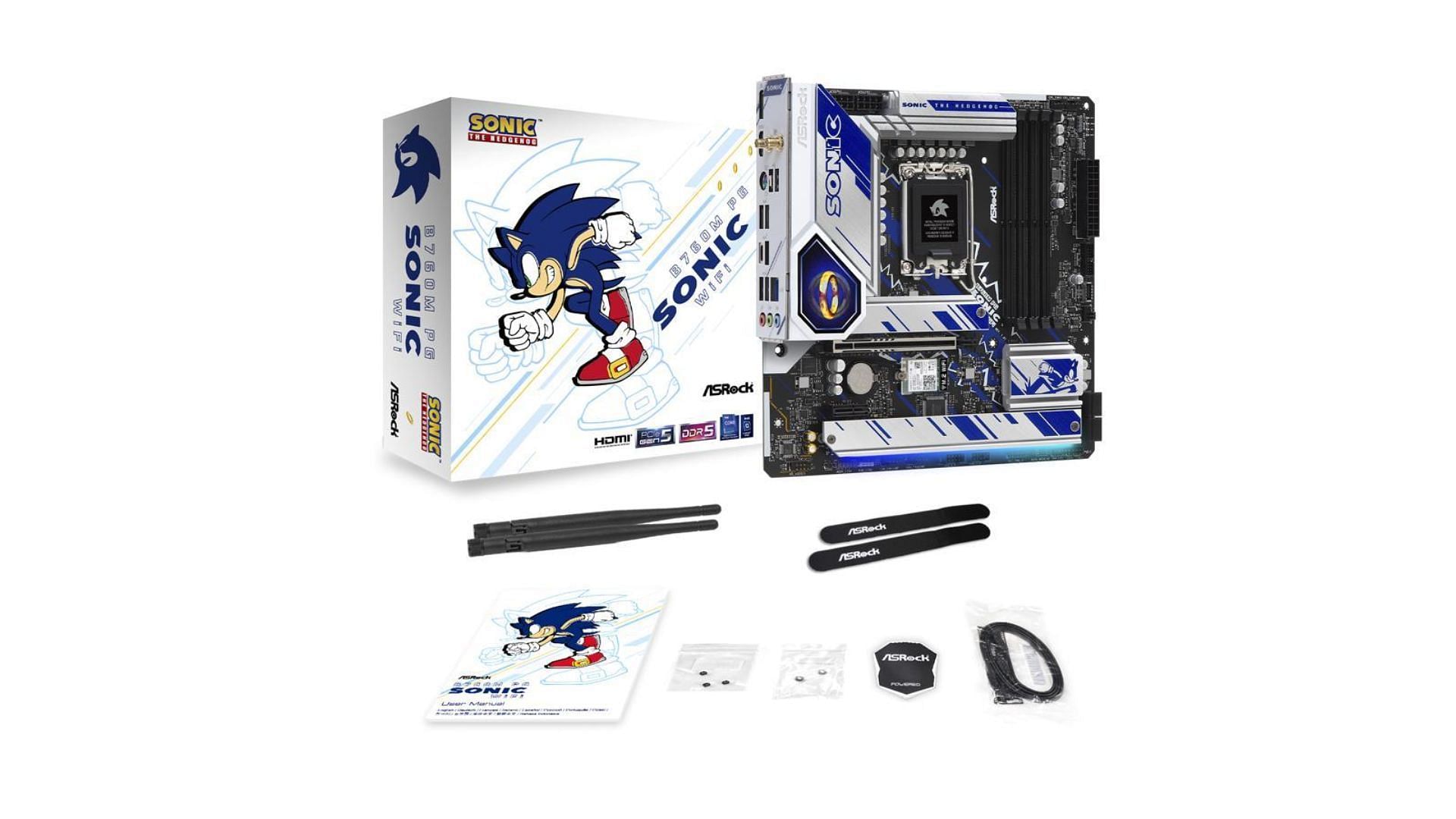 Box contents of the ASRock B760M PG Sonic WiFi (Image via Newegg)