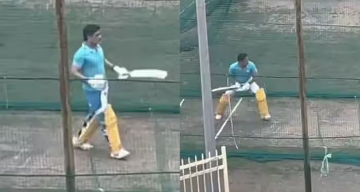 एमएस धोनी आईपीएल 2023 की शुरुआत से पहले नेट्स में बल्लेबाजी करते हुए