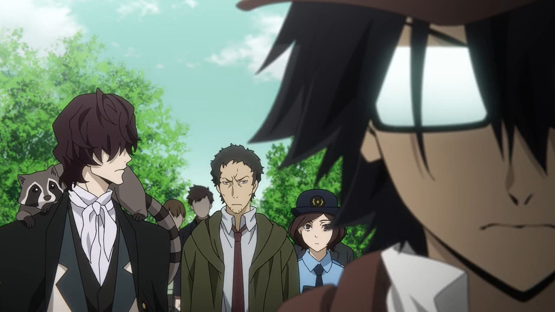 Ranpo Edogawa and Edgar Allan Poe with the police (Image via BONES)