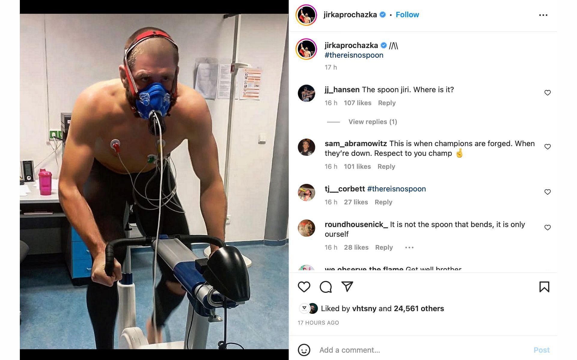 Fan reactions to Jiri Prochazka&#039;s picture of himself training [Image courtesy: @jiriprochazka on Instagram]