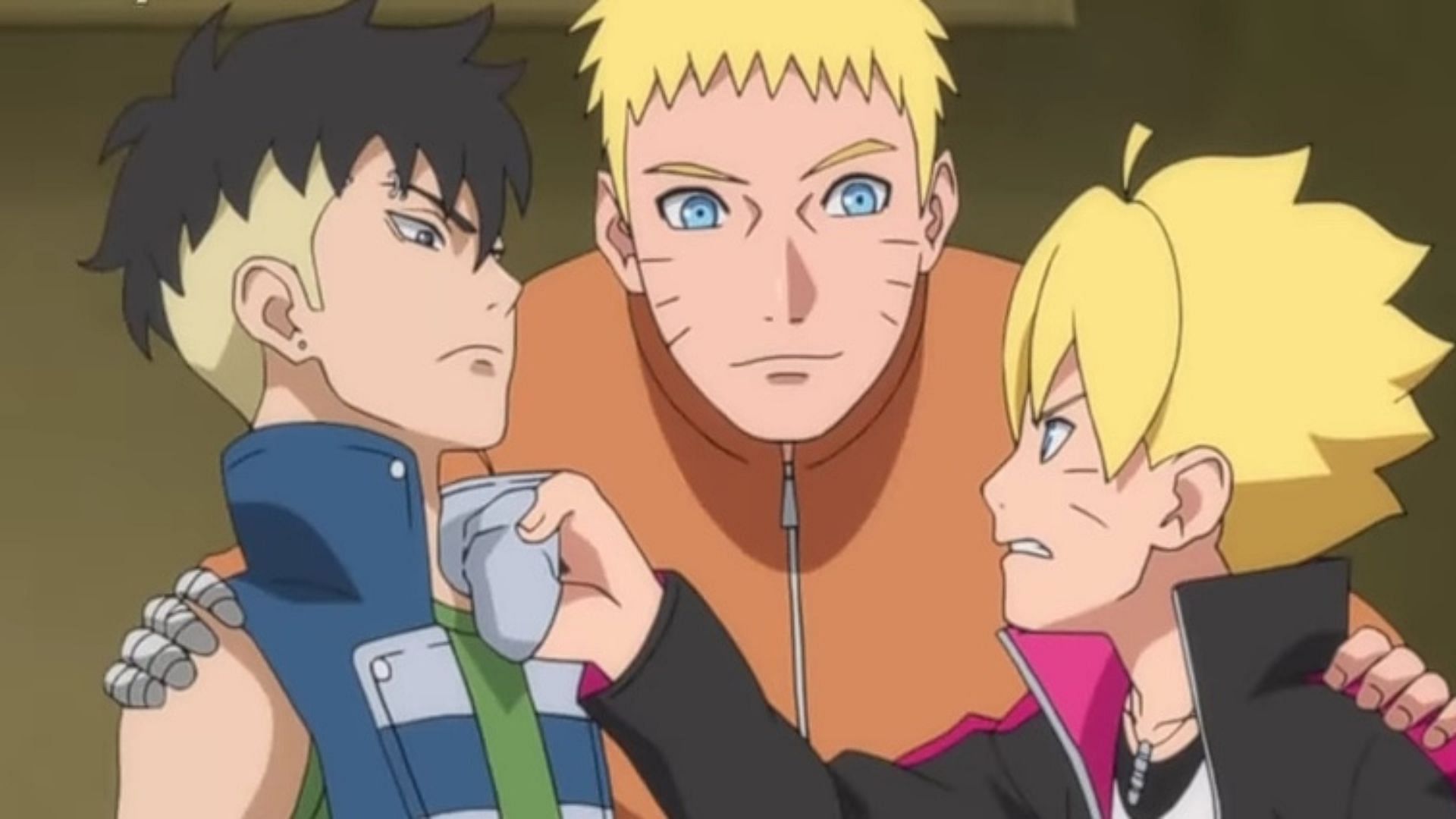 Kawaki, Naruto, and Boruto as seen in the anime (Image via Studio Pierrot)