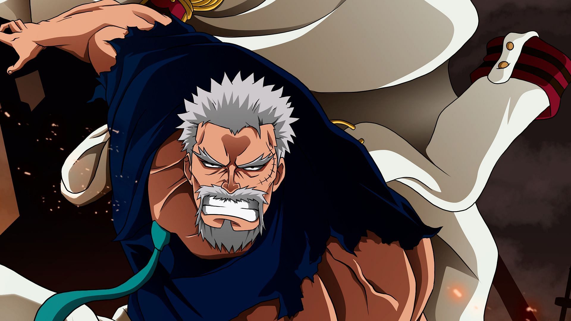 To rescue Koby, Vice Admiral Garp may be about to fight an intense battle with Blackbeard and his crew (Image via Eiichiro Oda/Shueisha, One Piece)