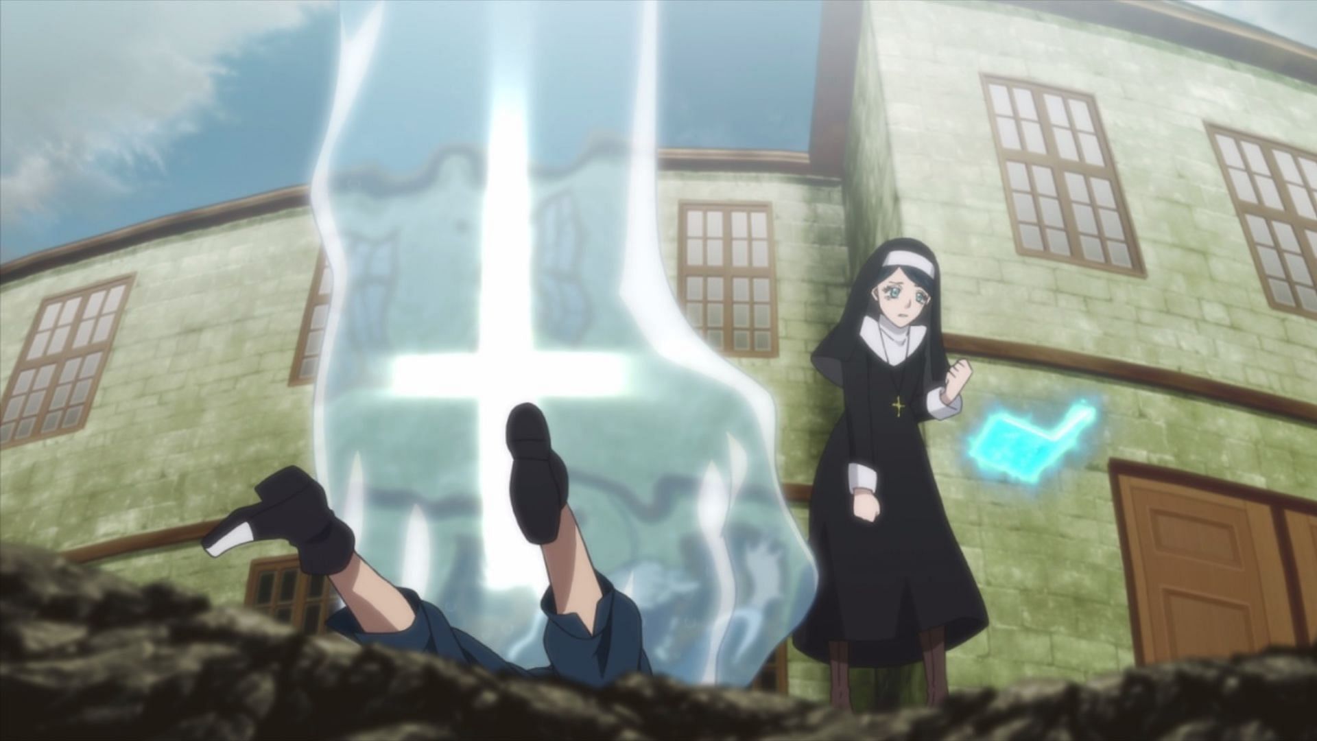 Sister Lily using Holy Fist of Love in the past (Image via Studio Pierrot)