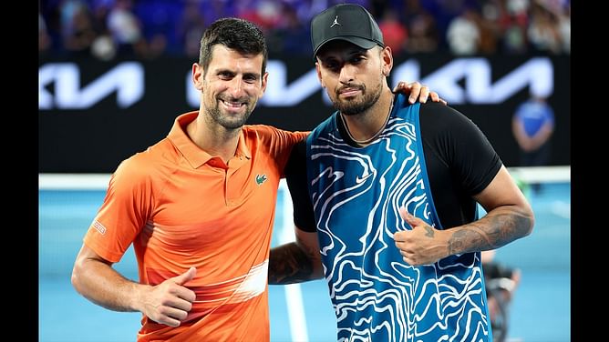 Nick Kyrgios continues bromance with Novak Djokovic, calls Serb "a legend" after their Australian Open practice match