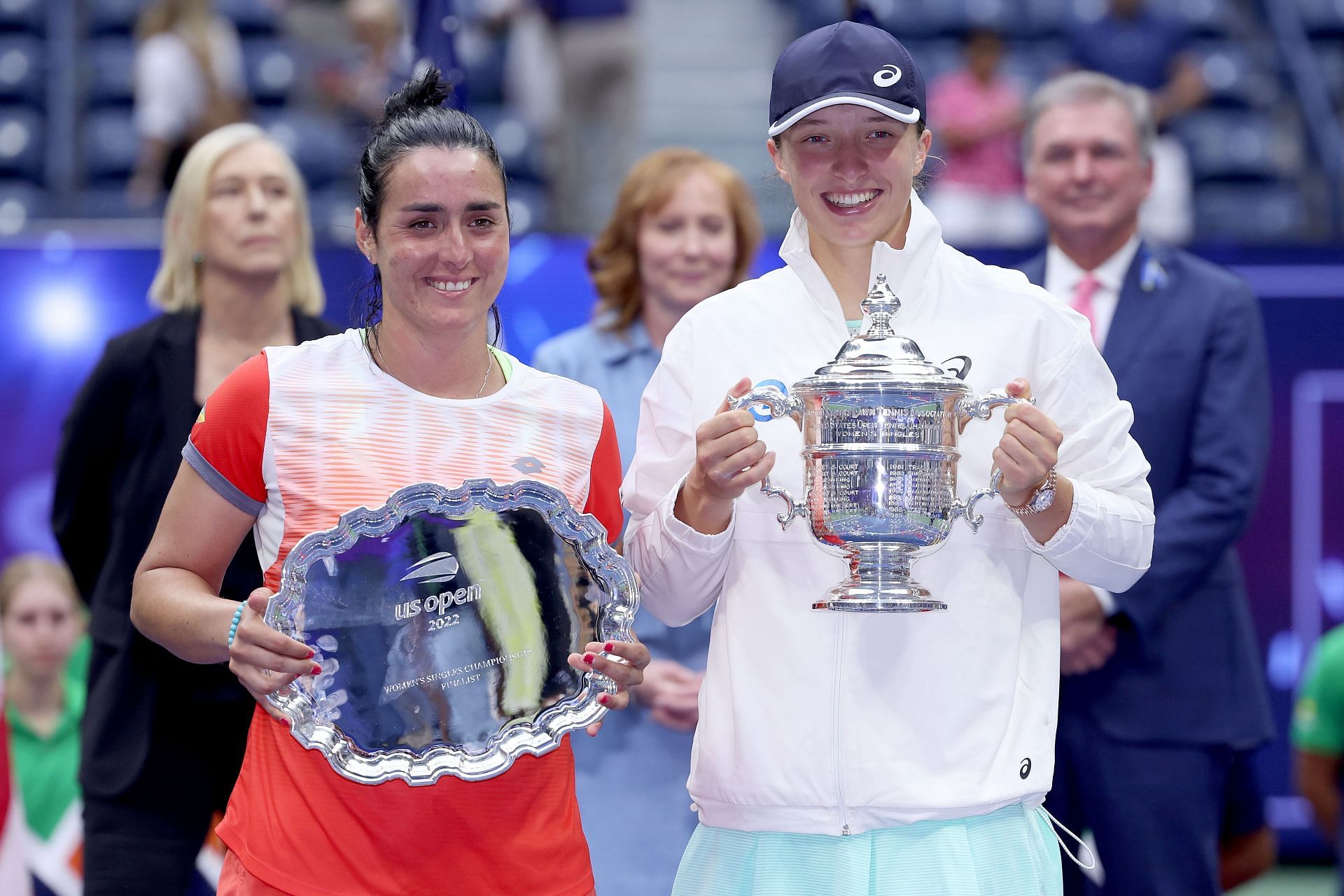 Ons Jabeur and Iga Swiatek after the 2022 US Open final.