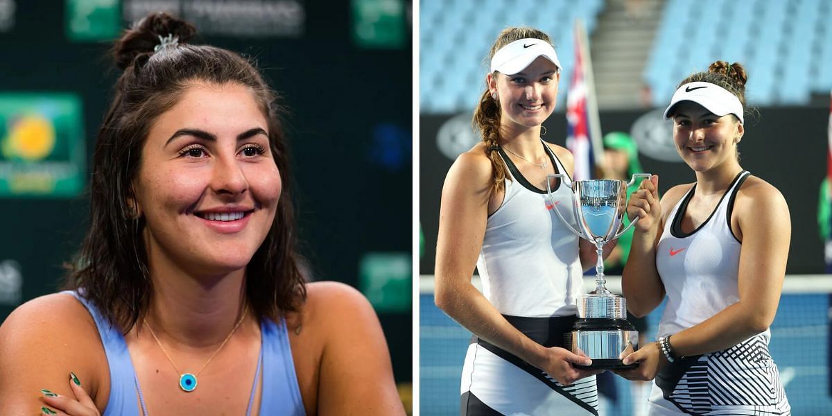 Bianca Andreescu (L); Andreescu and Carson Branstine with the 2017 Australian Open women