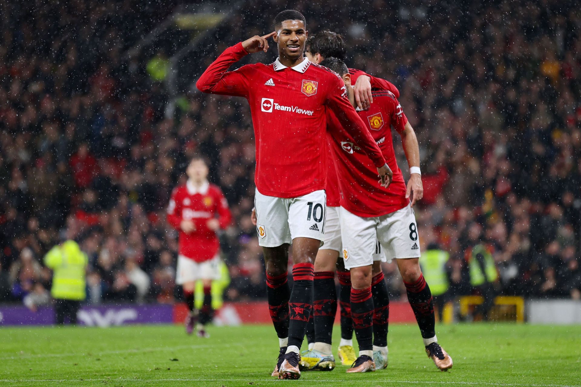 Marcus Rashford celebrated after scoring against Bournemouth. Tottenham Hotspur v Arsenal FC - Premier League