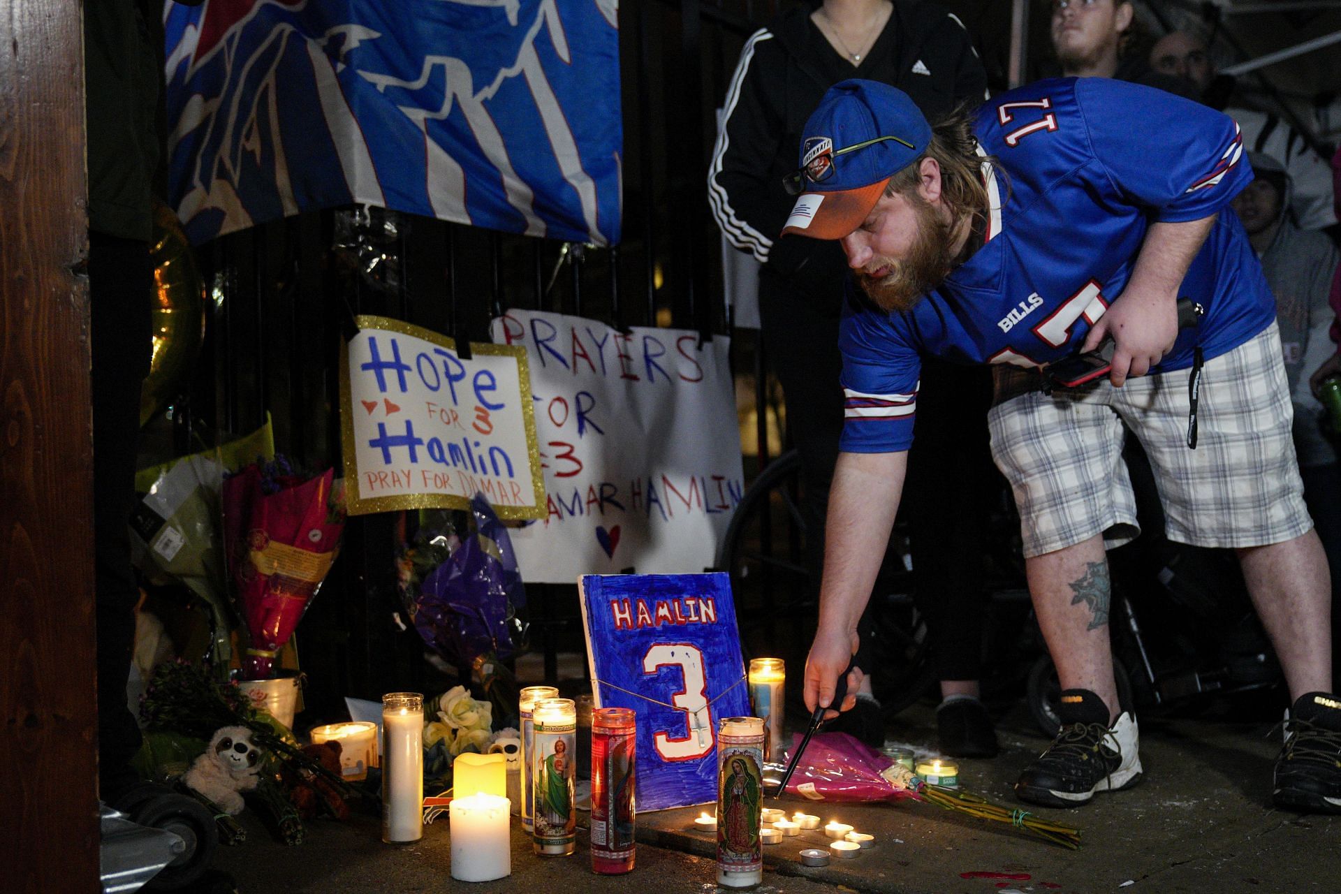 Bills fans attend a vigil for Damar Hamlin
