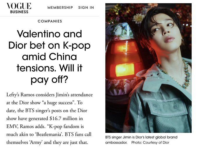 BTS' Jimin is Dior's latest global brand ambassador - EastMojo