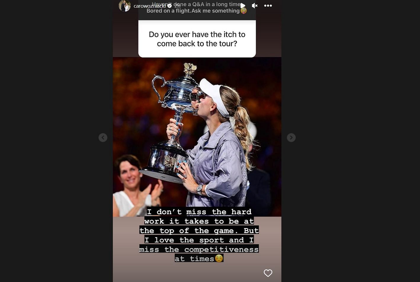 Via Instagram - Caroline Wozniacki discusses potential comeback.