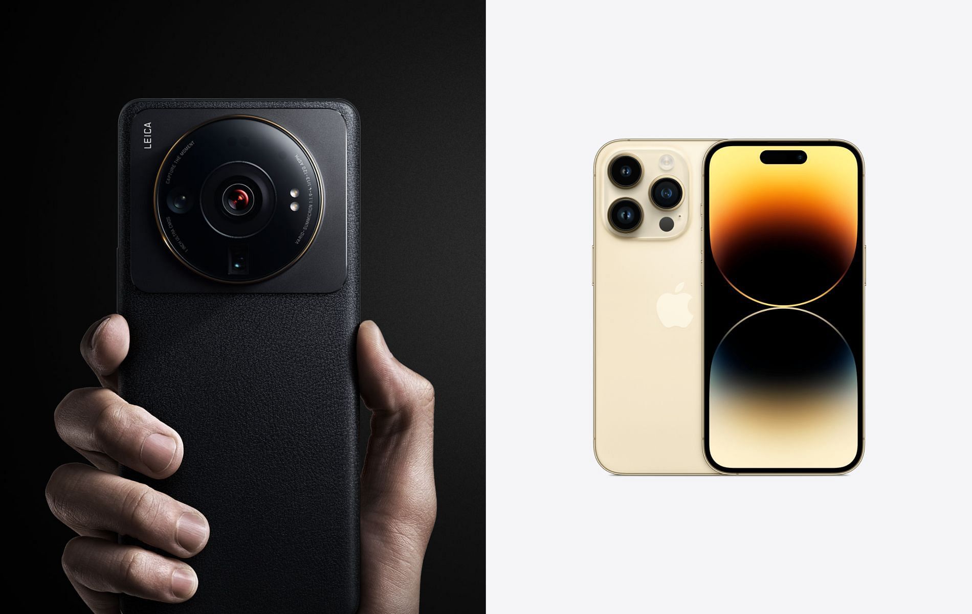 The Xiaomi 12S Ultra vs. the iPhone 14 Pro (Image via Xiaomi/Apple)