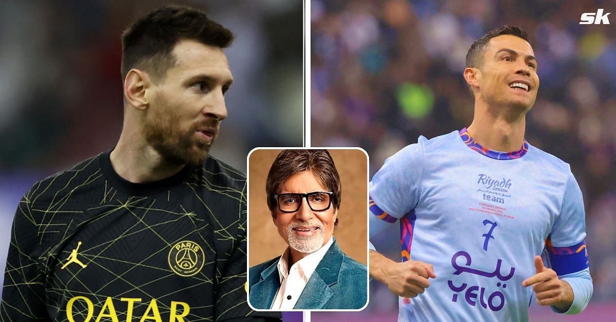 Legendary Bollywood Actor Amitabh Bachchan with Cristiano Ronaldo and Lionel Messi