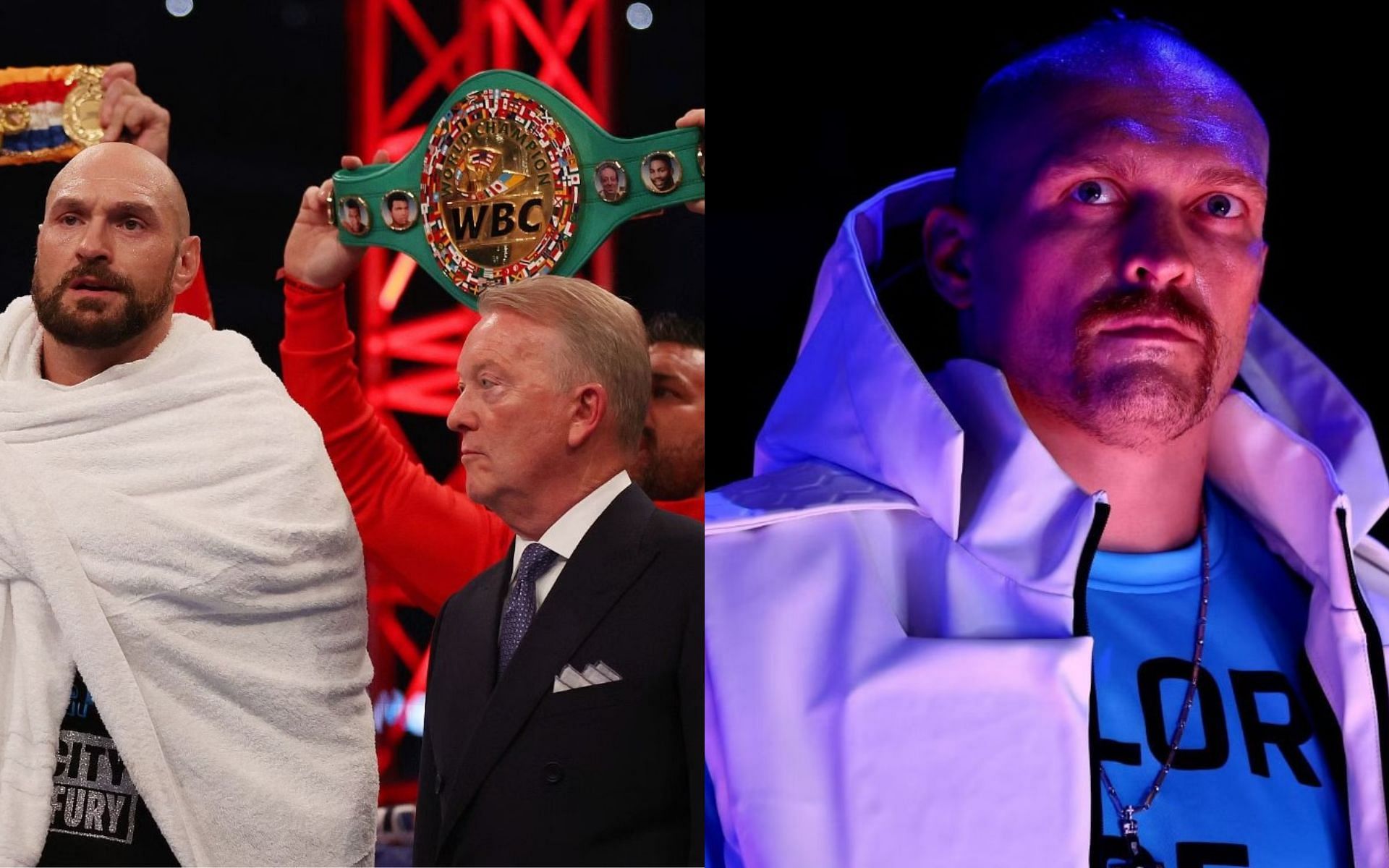 (Left) Tyson Fury and Frank Warren, (Right) Oleksandr Usyk  (Image Credits: Getty Images)