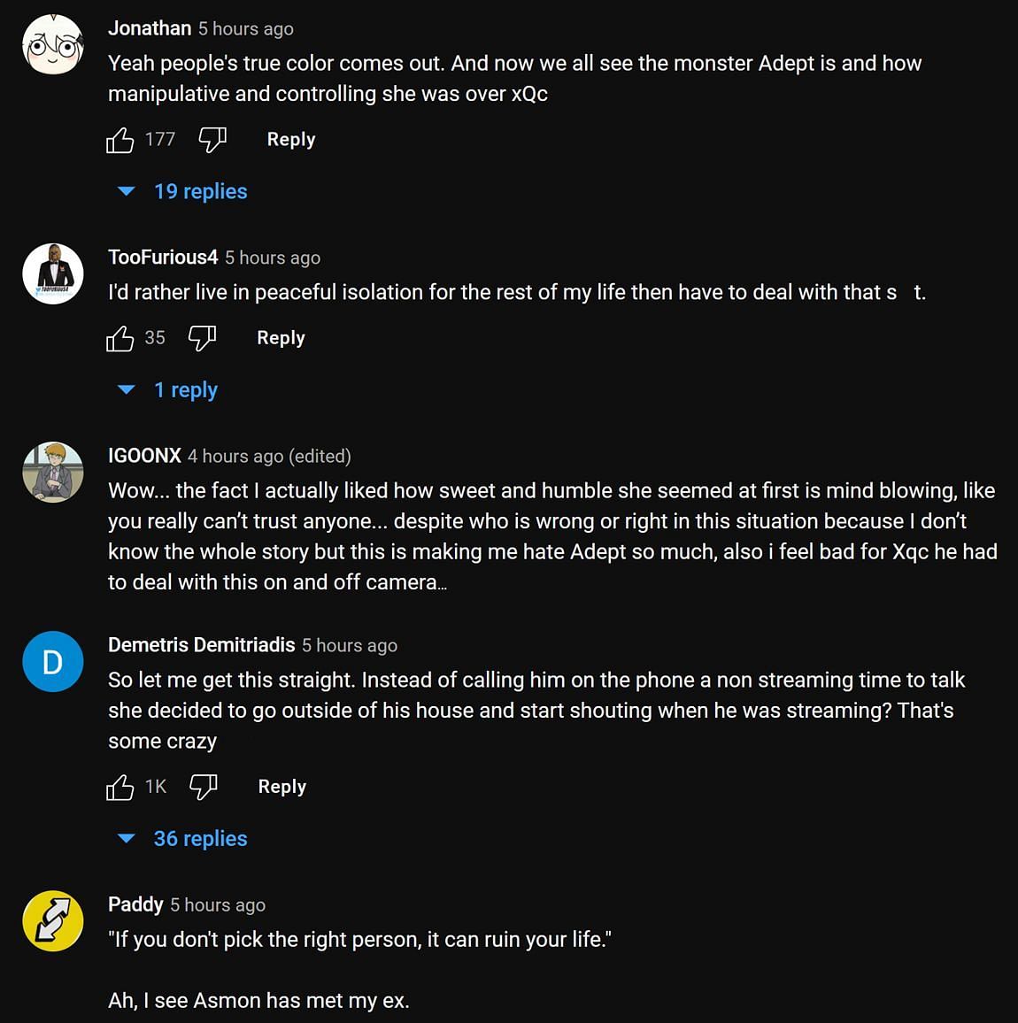 Fans in the YouTube comments section reacting to the streamer&#039;s clip (Image via Asmongold Clip/YouTube)
