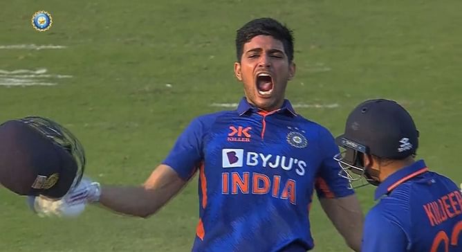 [Watch] Shubman Gill lets out a roar after reaching ODI double hundred with a six