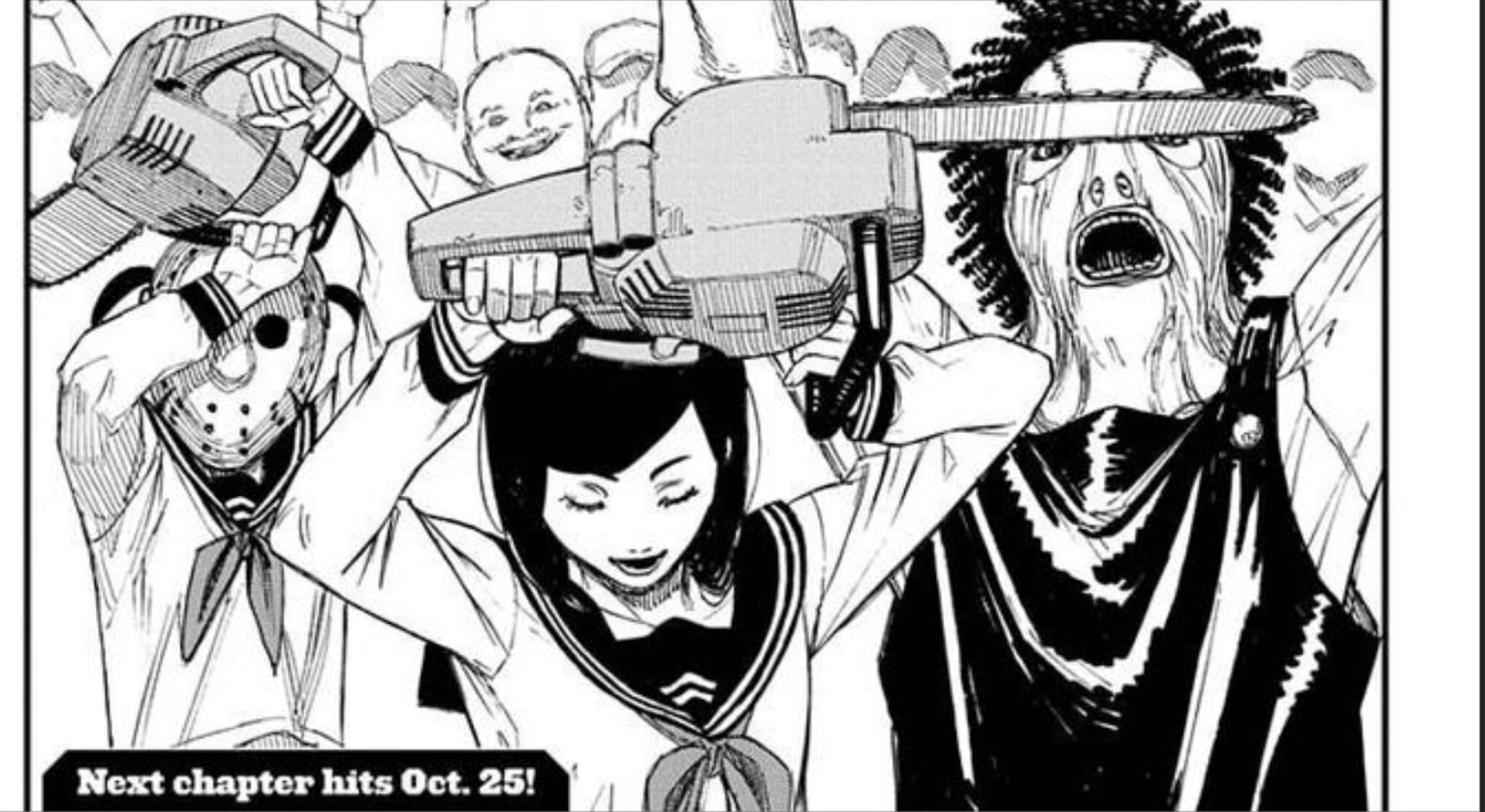 Masks of Leatherface and Jason in Chainsaw Man manga (Image via Shueisha)