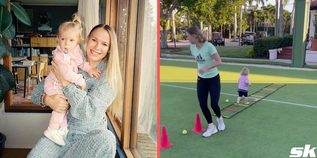 Caroline Wozniacki is training her daughter Olivia at tennis already