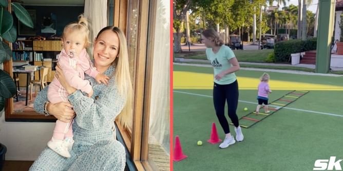 Caroline Wozniacki turns coach for daughter Olivia, shares footage of their "training camp" together