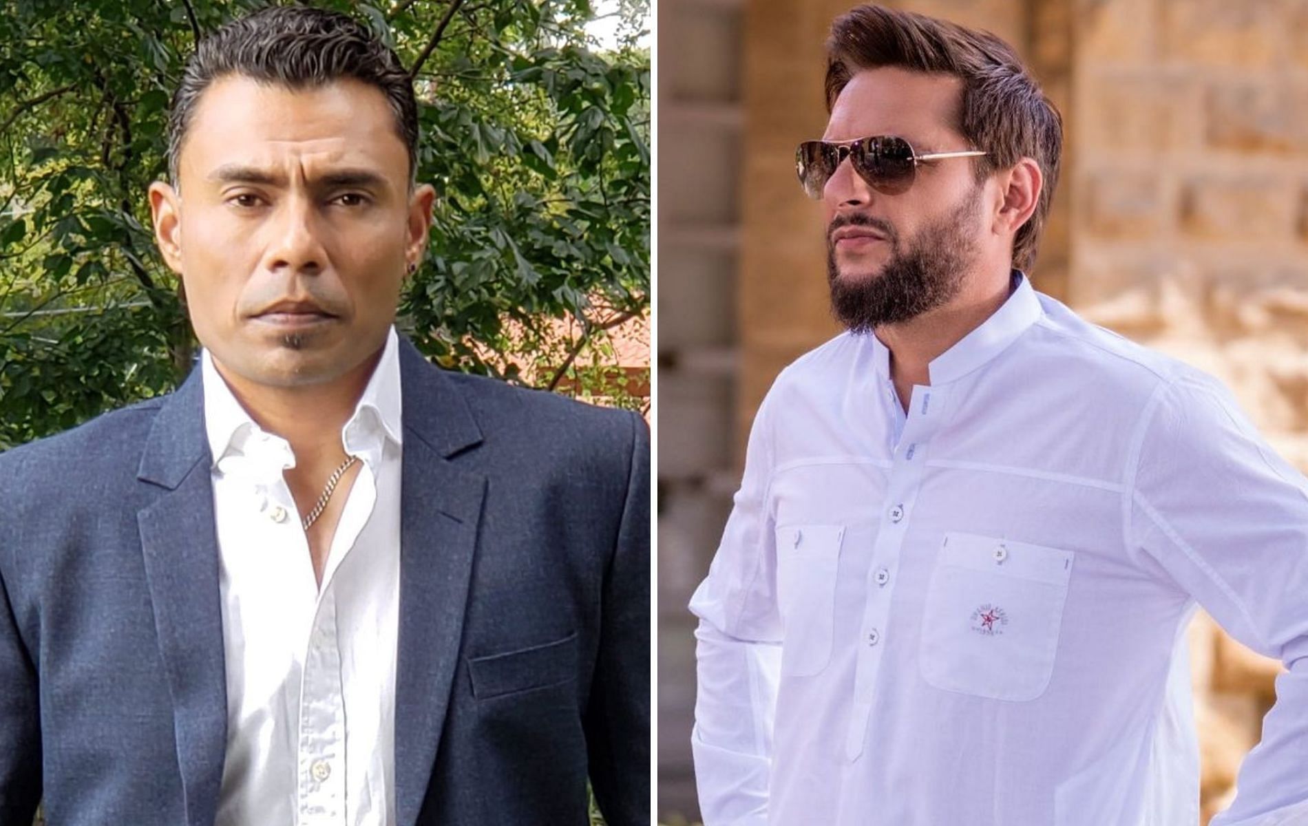 Danish Kaneria (L) and Pakistani chief selector Shahid Afridi (R). (Pics: Instagram)