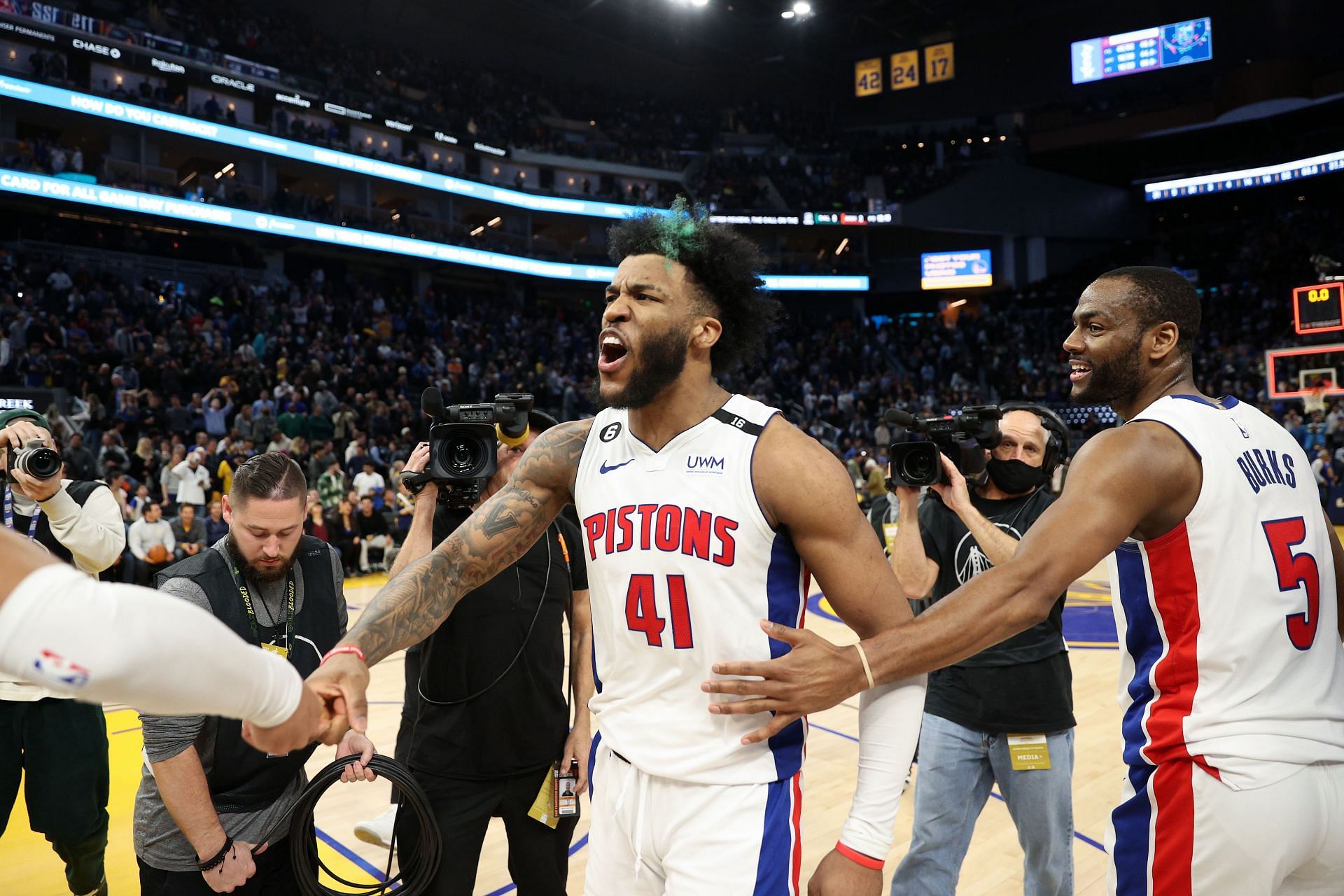 Bey has had several decent performances with the Pistons (Image via Getty Images)