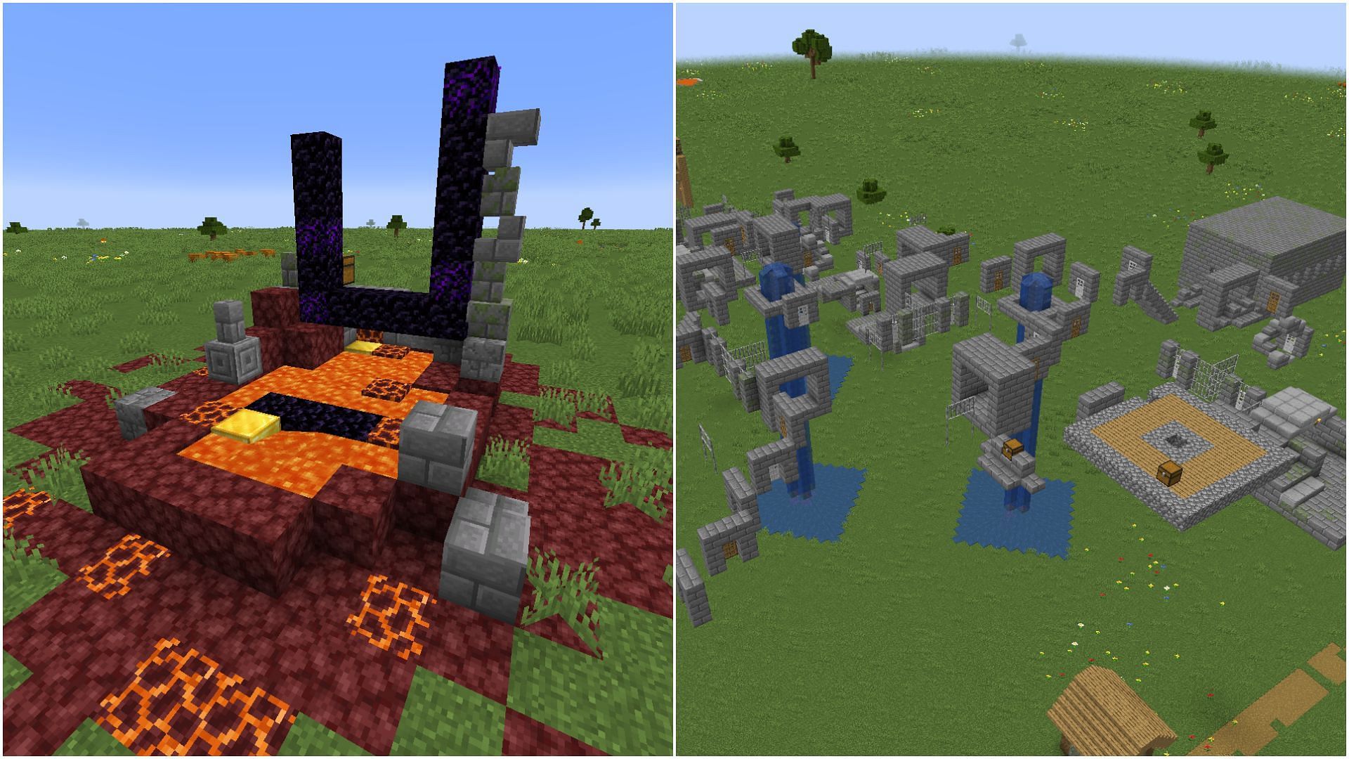 Nether and End realm will look normal in a flat Minecraft world (Image via Mojang)