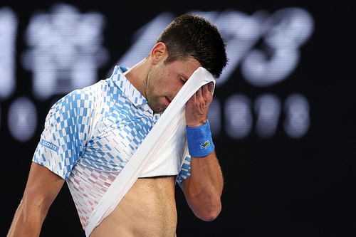 Novak Djokovic pictured at the 2023 Australian Open.