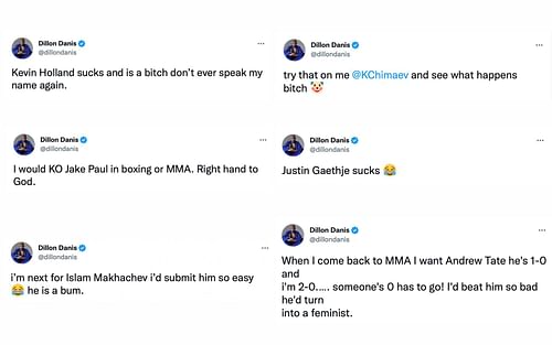 Dillon Danis' various Twitter beefs [Images courtesy: @dillondanis (Twitter)]