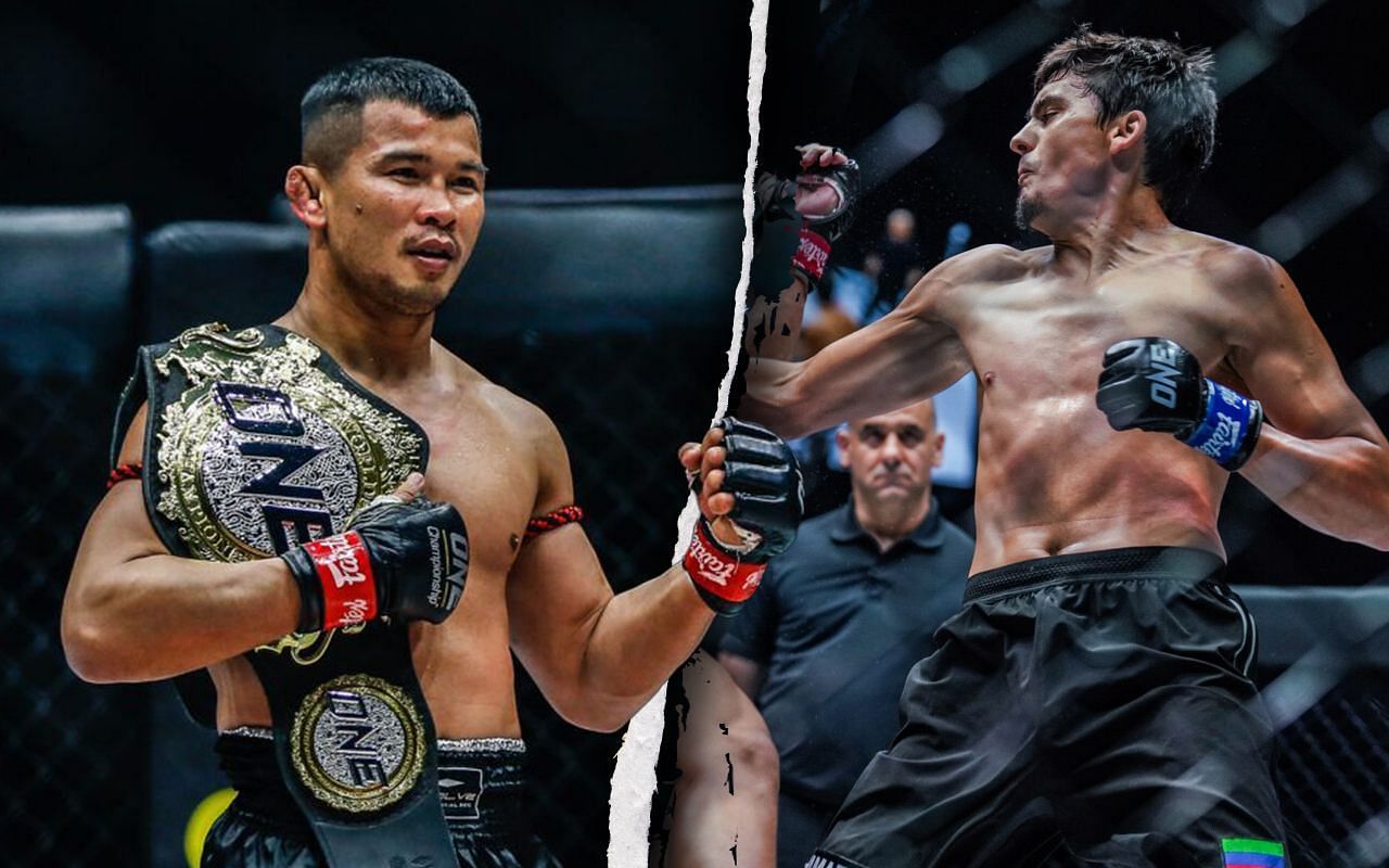 Nong-O Gaiyanghadao (Left) faces Alaverdi Ramazanov (Right) at ONE Friday Fights 1