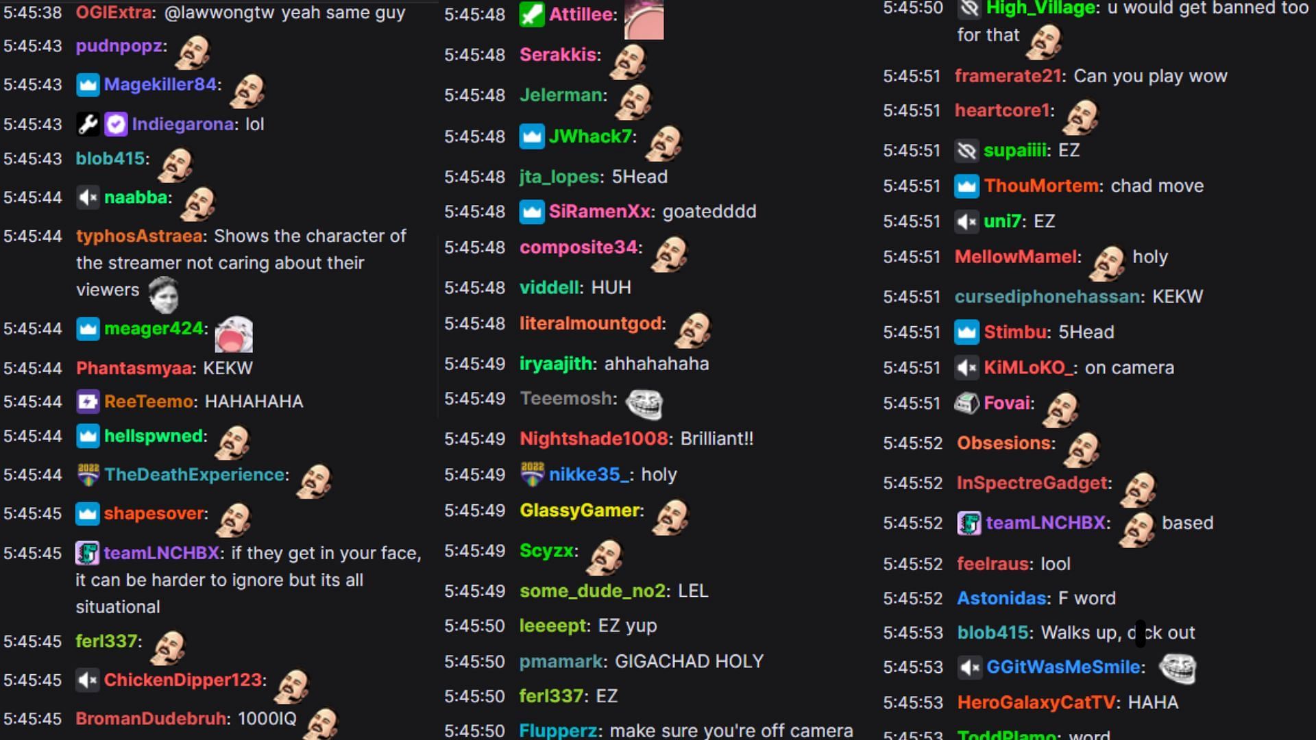 Asmongold&#039;s chat reacting to the part of the stream (Image via zackrawrr)