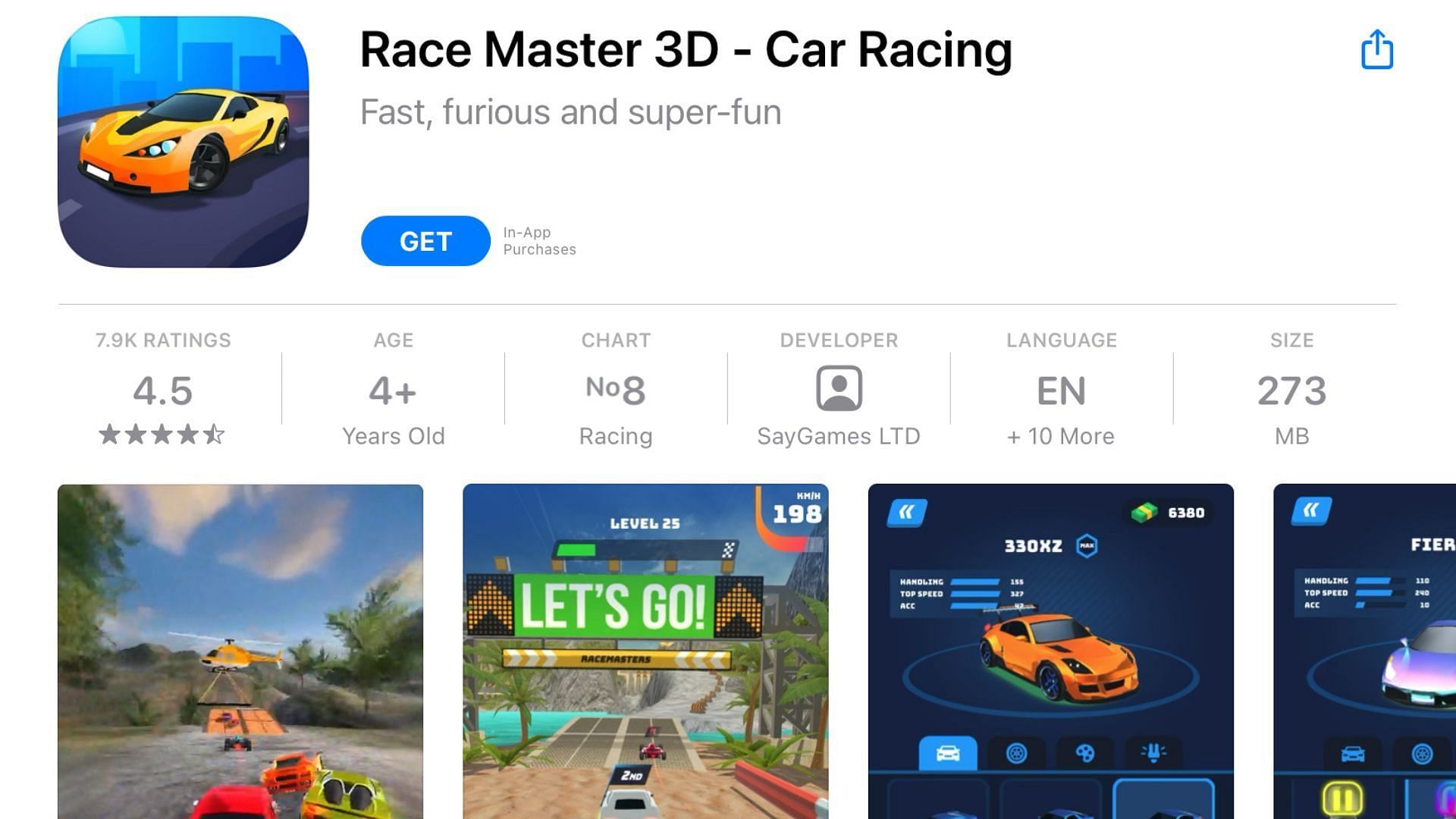 Race Master 3D was the fifth most downloaded mobile game in 2022 (Image via App Store)