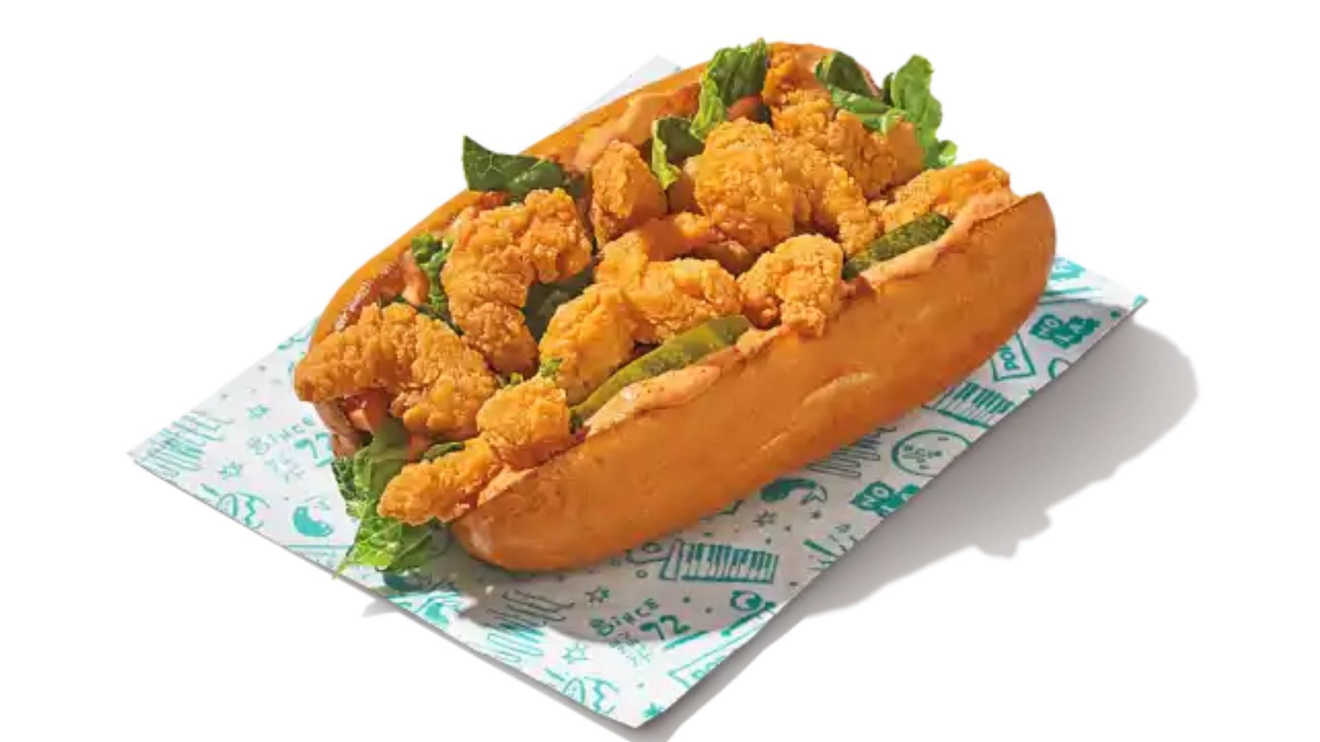 The new Shrimp Roll will be avaialble as a test item at limited loactions, including Lantana, Florida, at a suggested price of $3.99 (Image via Popeyes)