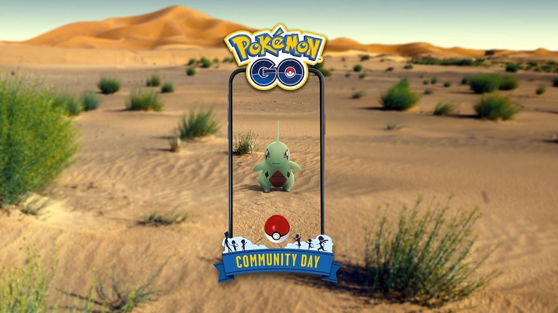 Official artwork for Larvitar&#039;s Community Day Classic event in Pokemon GO (Image via Niantic)