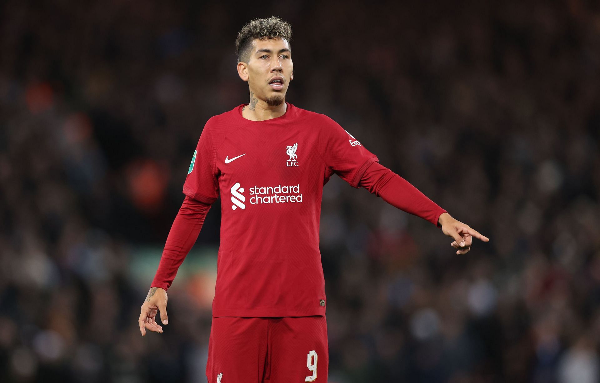 Roberto Firmino in action against Derby County - Carabao Cup Third Round
