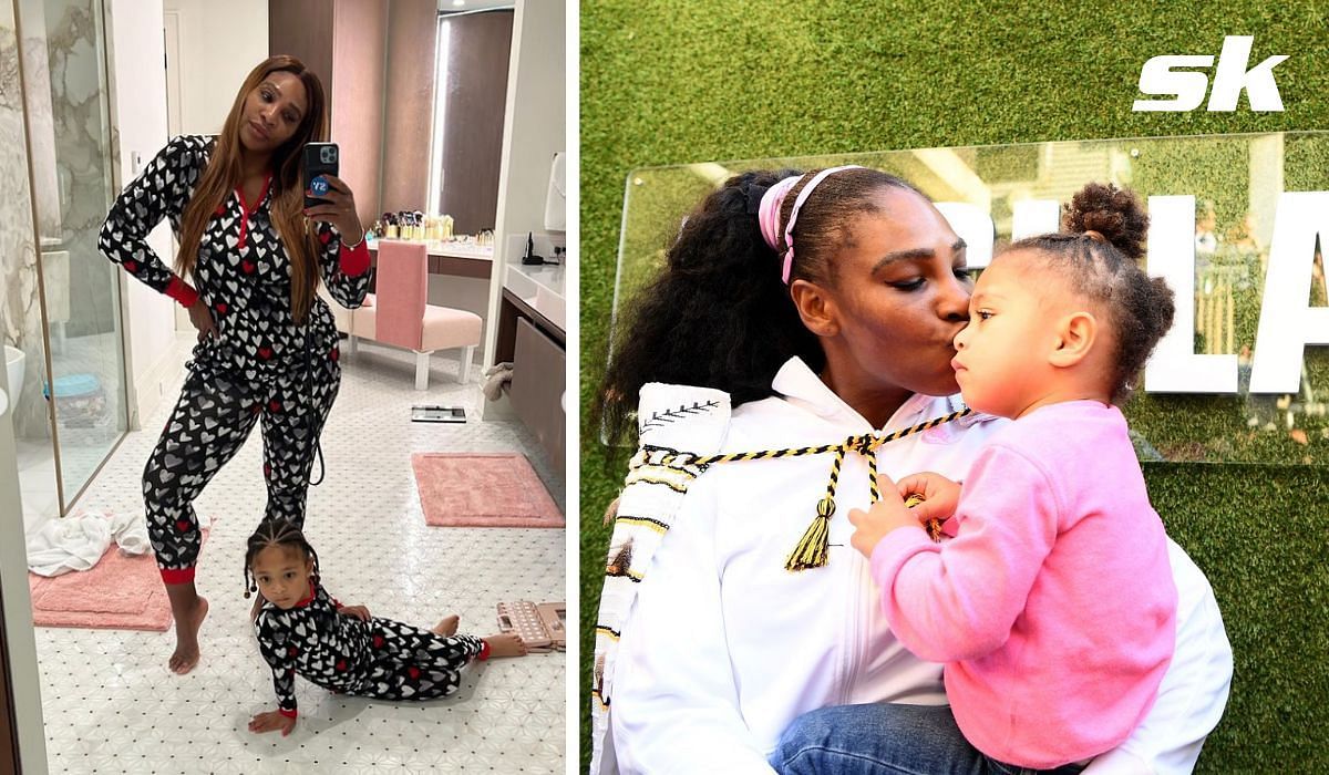 Serena Williams having fun with daughter Olympia
