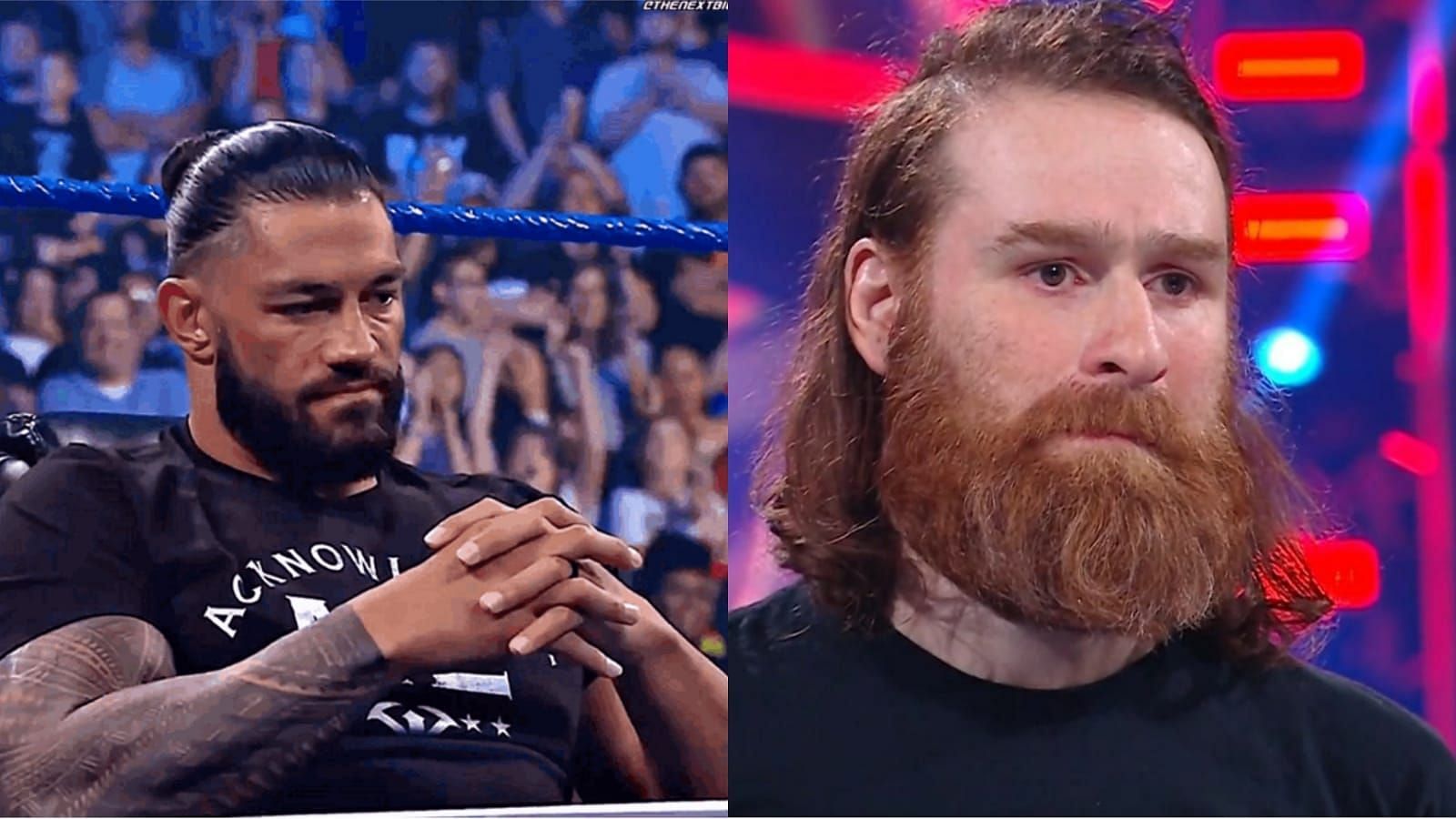 Roman Reigns (left); Sami Zayn (right)