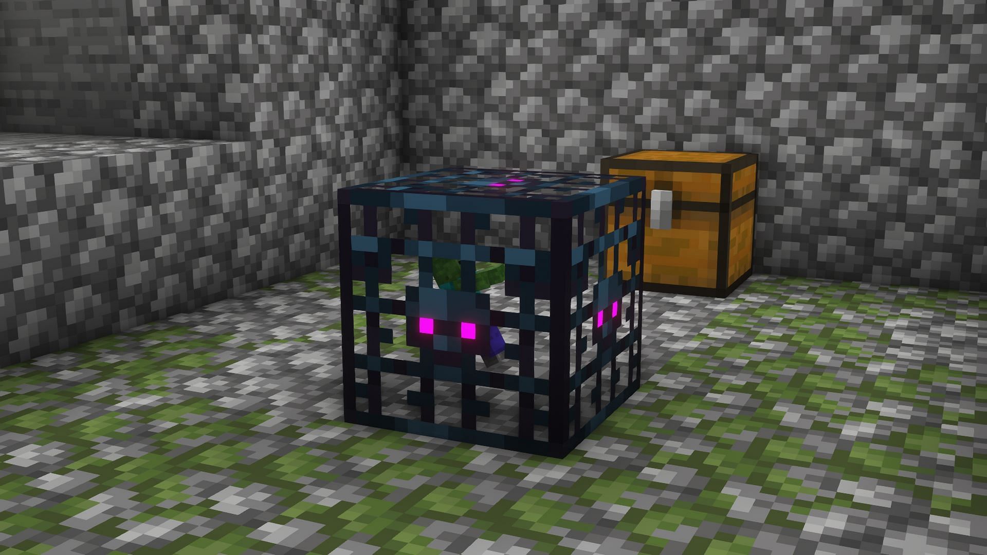 A zombie spawner in a dungeon (Image via Mojang)