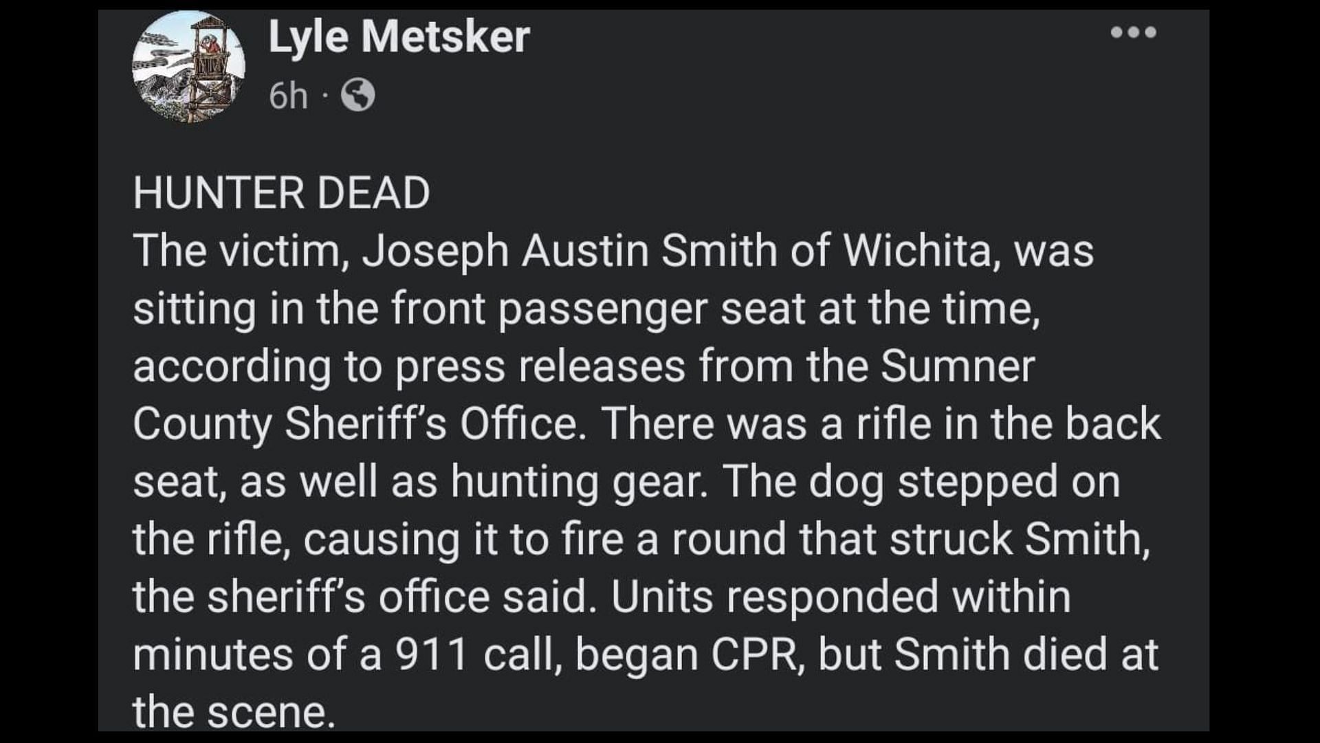 Responding officers administered CPR on Smith but couldn&#039;t save him, (Image via Facebook)
