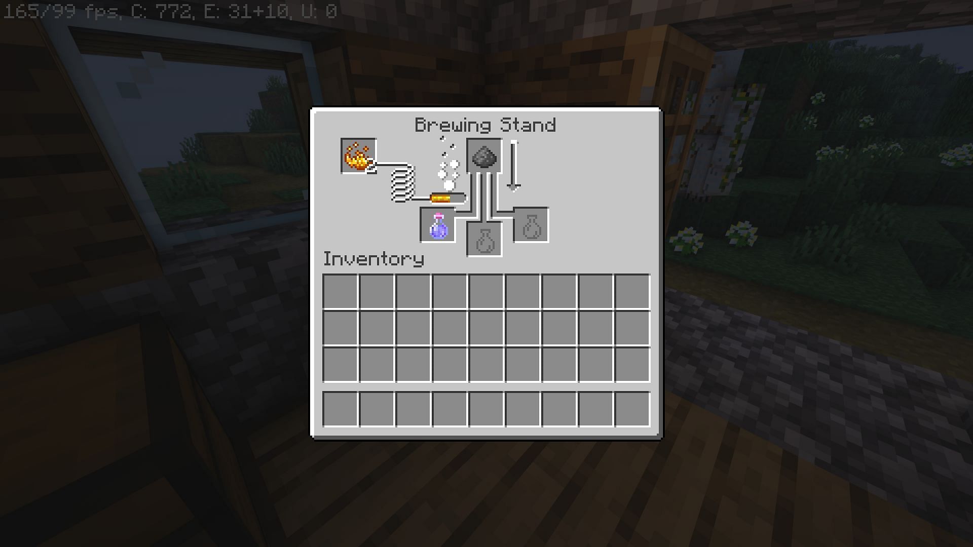 Creating a splash potion in Minecraft (Image via Mojang)