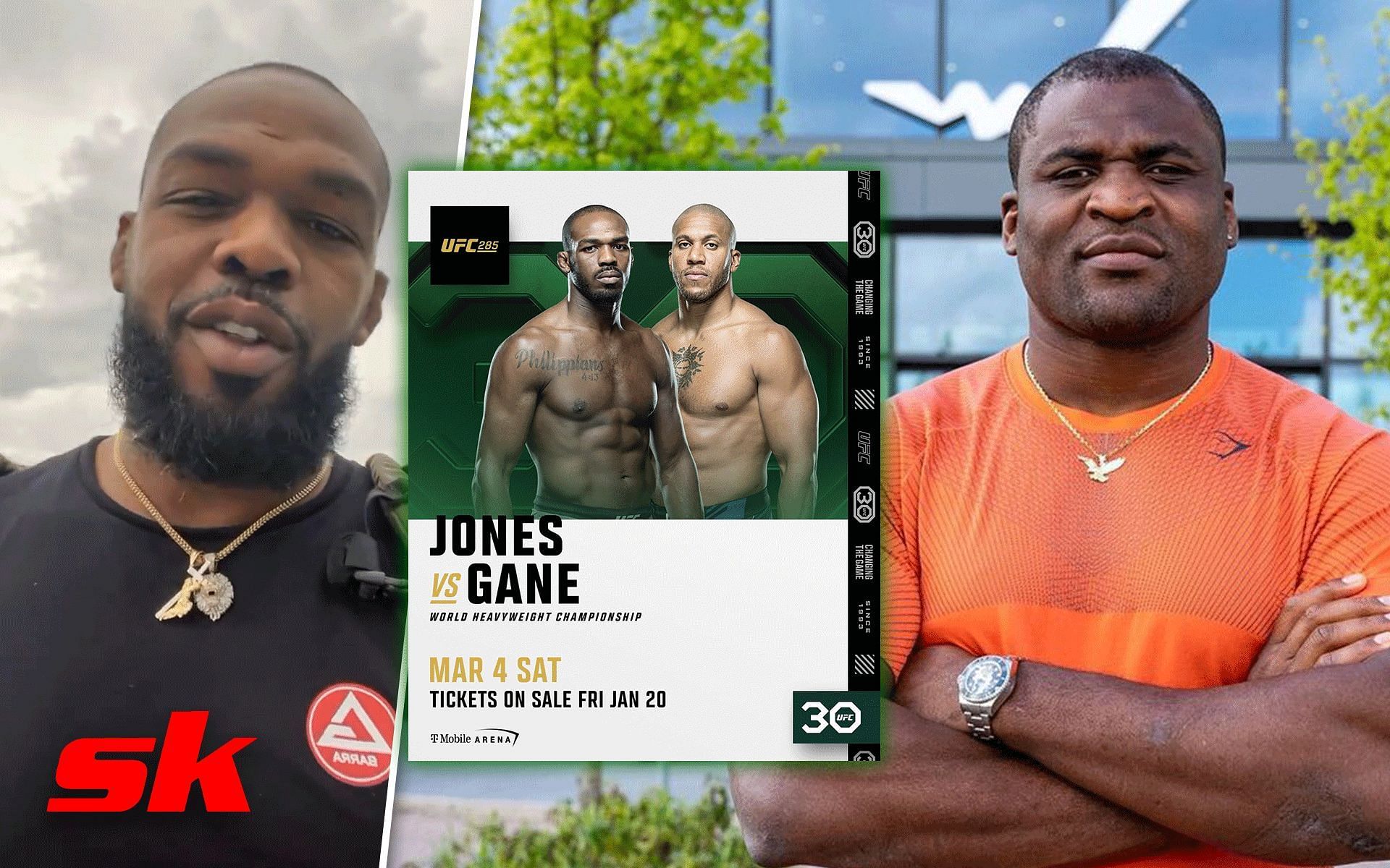 Jon Jones admits Francis Ngannou would have been a bigger fight than Ciryl Gane [Images via: @francisngannou, @jonnybones and @ufc on Instagram]