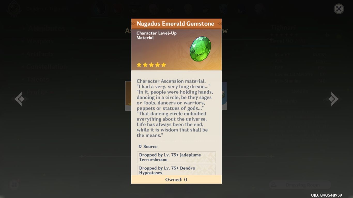 Nagadus Emerald Gemstone is a character ascension item (Image via HoYoverse)