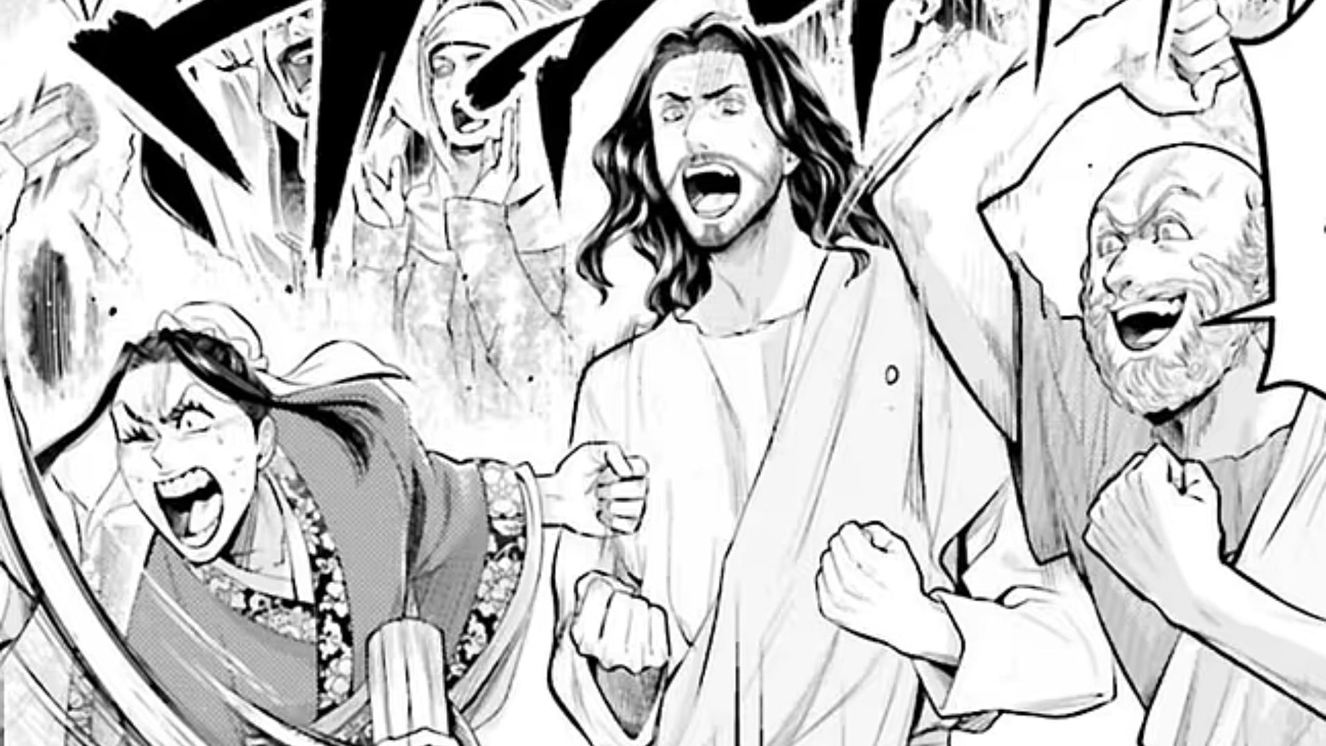 Four Sages: Jesus, Socrates, and Confucius as seen in Record of Ragnarok manga (Image via Monthly Comic Zenon)
