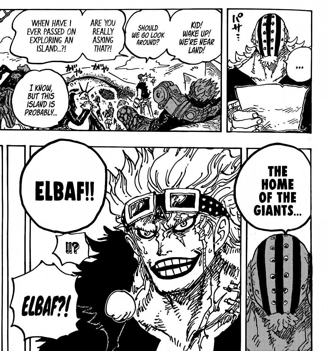 Kid reaching Elbaf in One Piece chapter 1071 (Image via Eiichiro Oda)